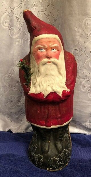 Antique Belsnickle Santa Papier Paper Mache Candy Container Mica 15 Inches Tall