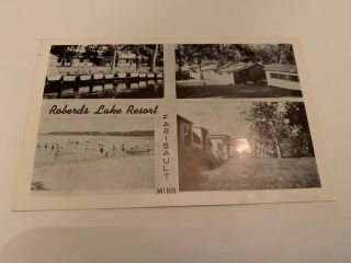 Vintage Roberts Lake Resort Faribault Minnesota Postcard