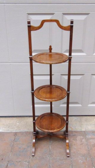Antique French Walnut 3 Tier Tilt Stand,  Serving Folding Coffee Table