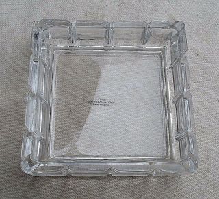 Vintage Avon Square Lead Crystal Ashtray Faceted Pattern Clear 1980s Smoking