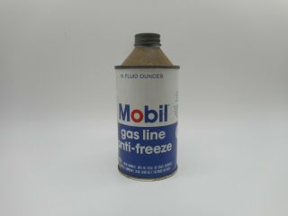 Vintage Mobil Gas Line Antifreeze Motor Oil Mobiloil Advertising Conetop Can