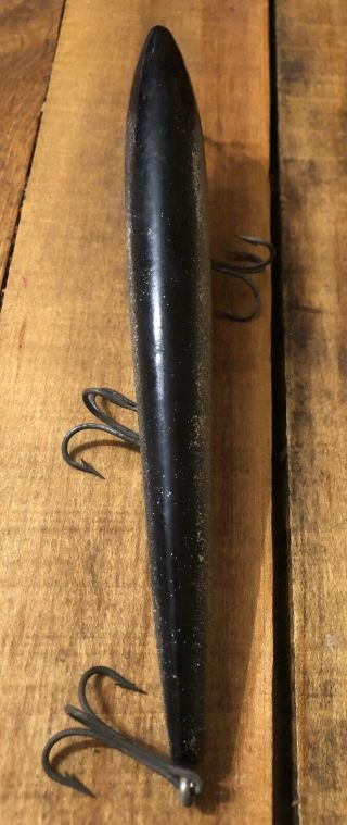 Vintage Heddon Wood Cobra Black Musky 9” Lure 3