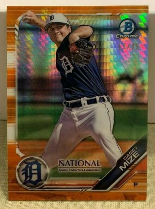 Casey Mize 2019 Topps Bowman Chrome The National Orange Refractor D/25 - Tigers