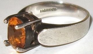 Vintage BADAVICI ITALY Designer STERLING Modernist CITRINE RING SIZE 8 L0T 3 2