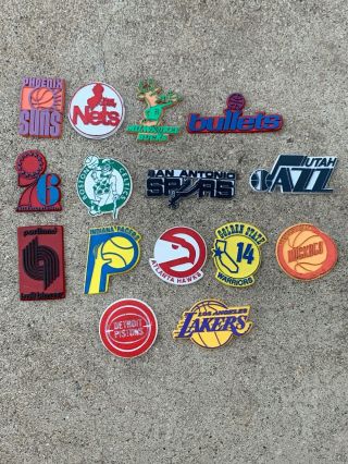 Vintage Nba Rubber Fridge Standing Board 15 Basketball Magnets.
