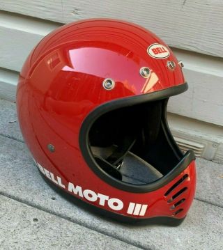 Vintage 1975 Bell Moto Star 3 Red Motorcycle Motocross Mx Racing Helmet 7 1/2