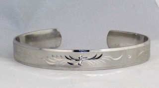 Vintage 925 Sterling Silver Etched Cuff Bangle Bracelet