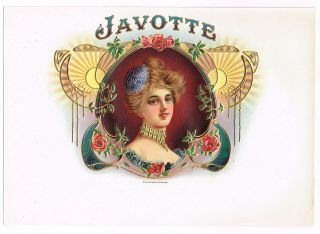 Cigar Box Label Vintage Inner 1900 Javotte Art Nouveau Stone Lithograph