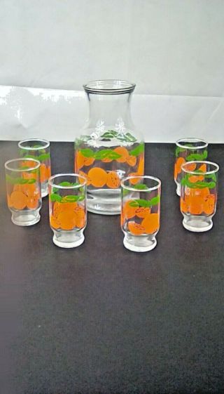Vintage Orange Juice Pitcher & Glass Set