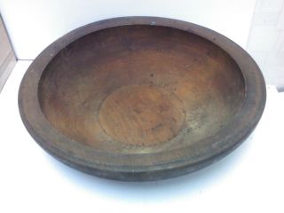Primitive Antique Hand Carved Wooden Dough Bowl Trough Noshtva Round Trencher