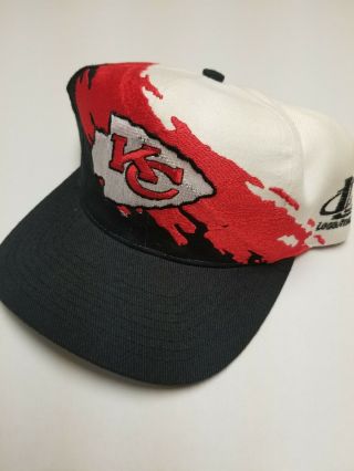 Vtg 90s Kansas City Chiefs Logo Athletic Splash Logo Print Snapback Hat Nfl
