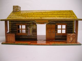 Marx 1950s Bar - M - Ranch Tin Litho Log Cabin Bunk House Western Cowboys Ranch Vtg