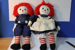Vintage 24 Inch Tall Raggedy Ann And Andy