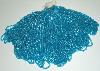 Vintage Czech Glass Beads Clear Medium Blue Mini Master Hank 53 Grams 9/0 3 - Cut