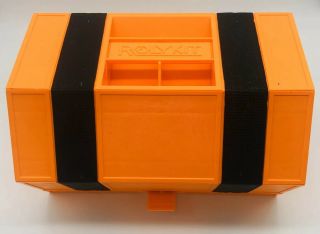 Vtg Orange Rolykit Storage Box 42 " Tackle Crafts Sewing Box Organizer Dividers
