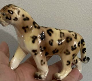 Vintage Porcelain Ceramic Tiger cat Figurine Hand painted Japan 3