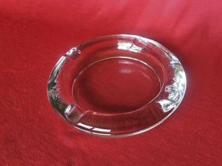 Vintage Clear Glass Ashtray Round 6 " Thick Heavy