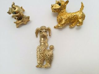 Vintage Dog Brooch Gold Tone Puppy’s Boucher 1943 Signed