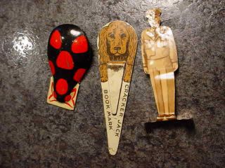 Vtg.  Tin Cracker Jack Set Of 3 Dog Bookmark,  Ladybug Clicker,  Private