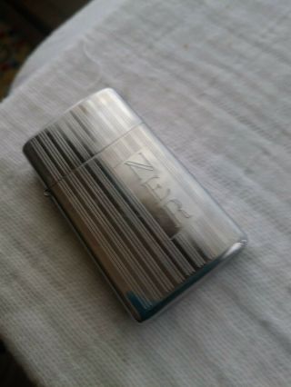 Vintage Silver Chrome 1994 (zippo) B - X (slim) Striped Cigarette Lighter