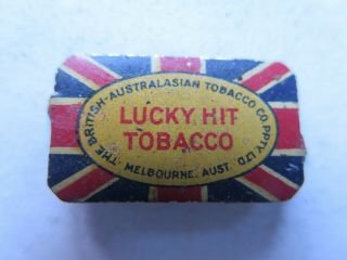 Lucky Hit Tobacco Tiny Tin Advert British Australasian Tobacco Melb Vic C1930