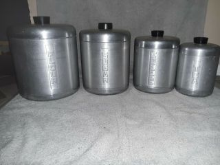 Vintage Century 9 Piece Brush Aluminum Ware Canister Set - - Made In Usa