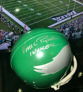 Vince Papale Autographed Eagles " Invincible " Mini Helmet Jsa Authenticated
