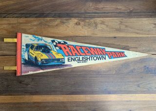 Vintage Raceway Park Englishtown Nj Funny Car Drag Racing Pennant Nhra Banner