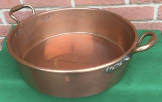 Big Antique Victorian Copper Two Handled Jam Preserving Pan Kitchenalia 42cm Dia