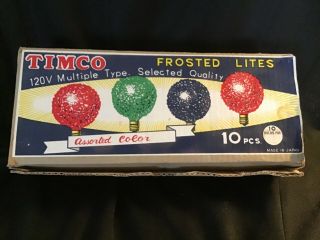 Timco Set Of 10 Vtg Lighted Ice Snowball Christmas Light Bulbs Replacements Box