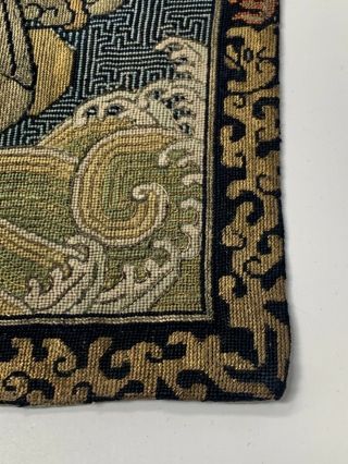 OLD Qing Antique CHINESE SILK EMBROIDERY Rank Badge Square PHOENIX Gold Thread 2
