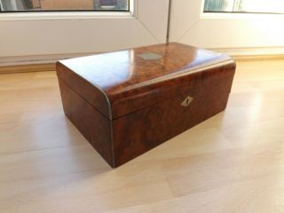 Victorian Walnut Sewing Box With Inlaid Brass Edging Some Contents C1870