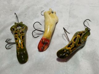 3 Vintage Heddon Luny Frogs Fishing Lures