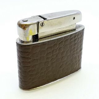 Elfa Cigarette Lighter Petrol Leather Covered Vintage 1970 