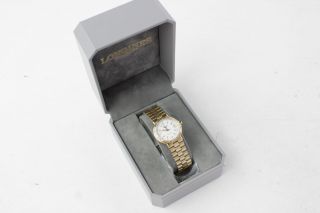Vintage Ladies Longines Conquest Gold Tone Wristwatch Quartz Boxed
