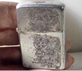 Vtg 1951 Steel Zippo 2032695 Lighter “emblem Of Complete Protection” Logo