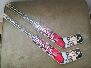 2 Portland Pirates Ahl Souvenir Collectible Mini Hockey Goalie Sticks Canada