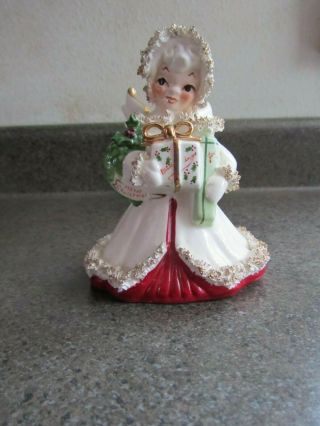 Vintage Napco Spaghetti Trim Christmas Angel Figurine S116b Xmas Angel Ceramic