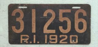 Vintage 1920 Rhode Island License Plate Tag 31256 Automobilia Car Auto Garage