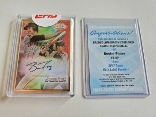 2017 Topps Gold Label Red Parallel 3/3 Buster Posey Auto Fa - Bp Giants