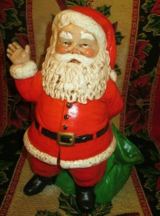 Vintage Duncan Ceramics Christmas Santa Claus With Toy Sack Figure Statue