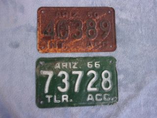 Set Of 2 Arizona Acc License Plate Tags Barn Find