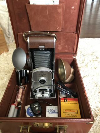 Vintage Polaroid Speedliner Land Camera Model 95a With Leather Case Accessories