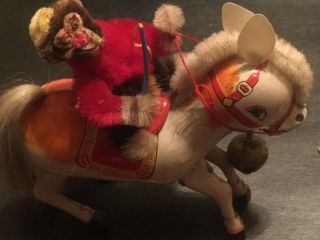Vintage Ms 764 Tin Litho Wind Up Monkey Riding Horse Toy Without Key 