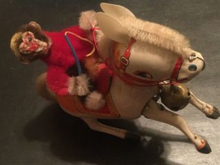 Vintage MS 764 Tin Litho Wind Up Monkey Riding Horse Toy Without Key  2