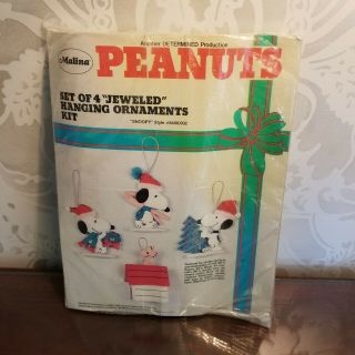 Vintage Malina Peanuts Snoopy Jeweled Christmas Ornament Kit 8400/002