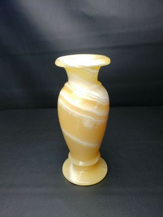 Vintage Italian Polished Alabaster Vase Ivory & Yellow Marble Coloring