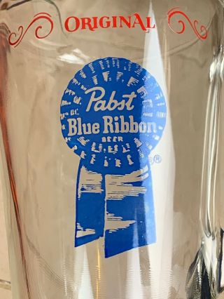 Vintage Pabst Blue Ribbon Beer Pitcher,  Heavy Clear Glass,