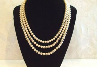 Vintage Sarah Coventry 3 Strand Pearl Necklace w/Rhinestones 16 