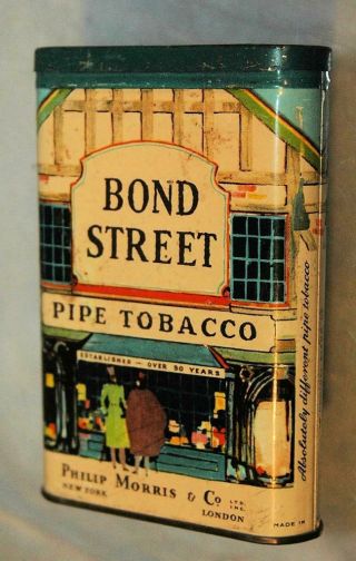 Vintage Collectible Philip Morris Bond Street Pipe Smoking Tobacco Tin